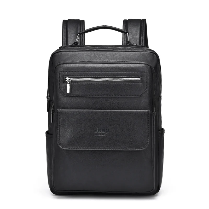 Premium Brown Split Leather Laptop Backpack with 15.6-inch Compartment Waterproof Urban Design - Image 9